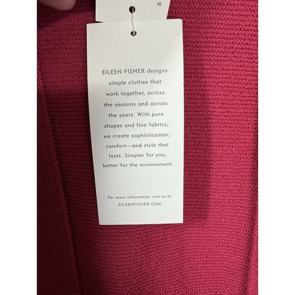 Eileen Fisher 100% Wool Open Front Cardigan Womens XS Radish Red Pink Washable - Picture 3 of 13